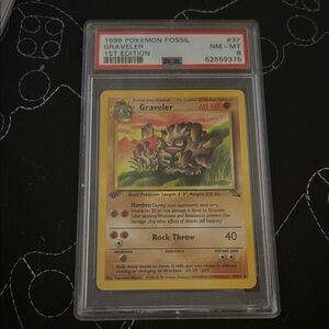 Pokemon Fossil Graveler Card - Yellow and Brown